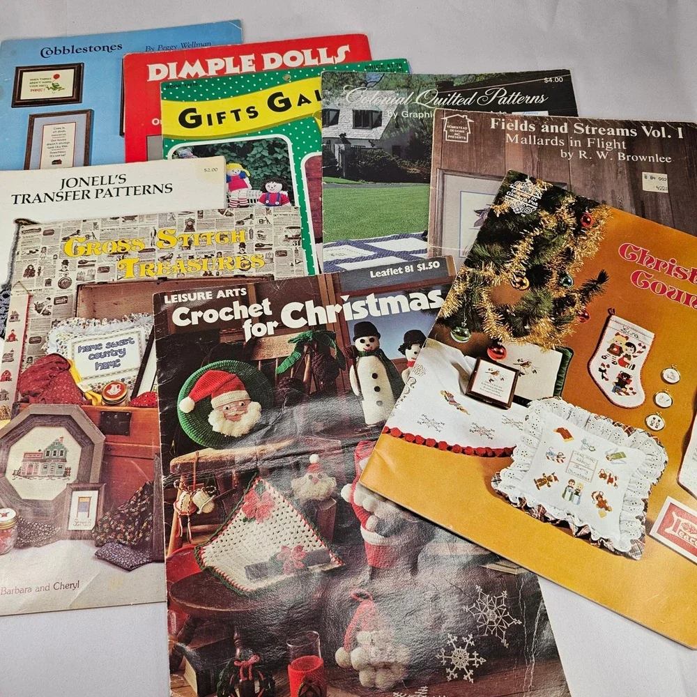 VTG. Craft Pattern‎ Books Lot of 9 Crochet Cross Stitch Transfer Patterns Sewing